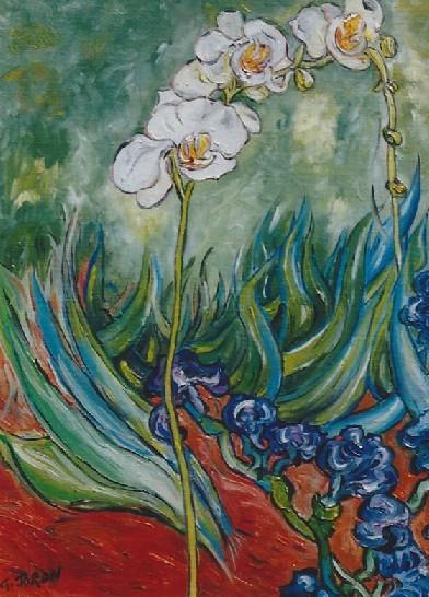 T20 - Iris et branche d'orchidée